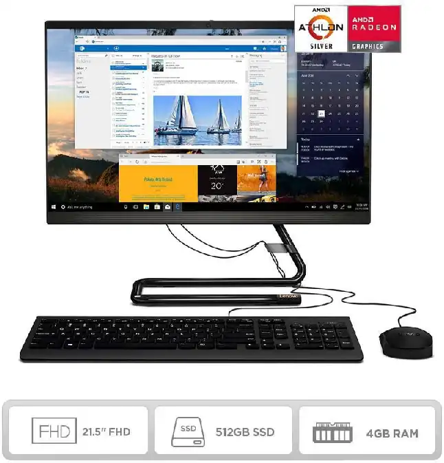 Laptop Lenovo All in one   AMD Athlon Silver 3050U RAM 4 GB 512 GB SSD IdeaCentre AIO 3