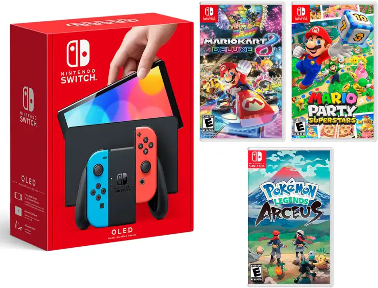 Nintendo Consola Switch Modelo Oled Neon + Mario Kart 8 + Mario Party