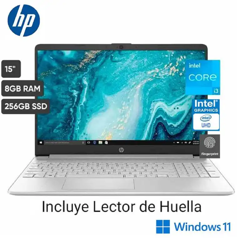 HP Laptop 15'' Intel Core i3 11va Generacion Con Lector De Huella 8GB
